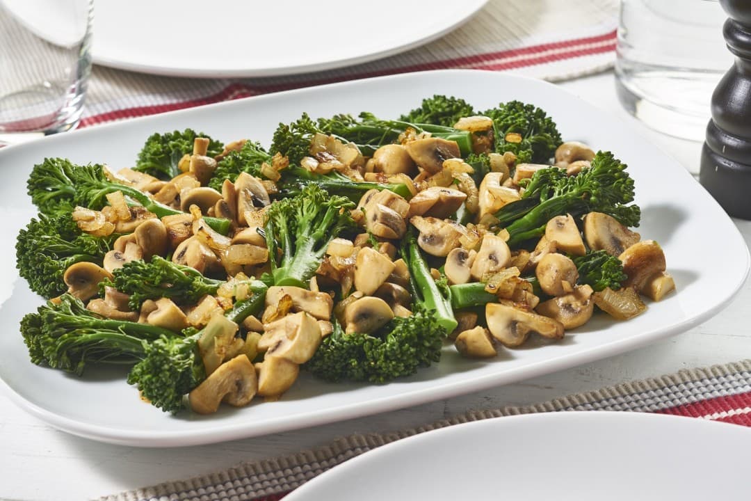 Aspergebroccoli met champignons