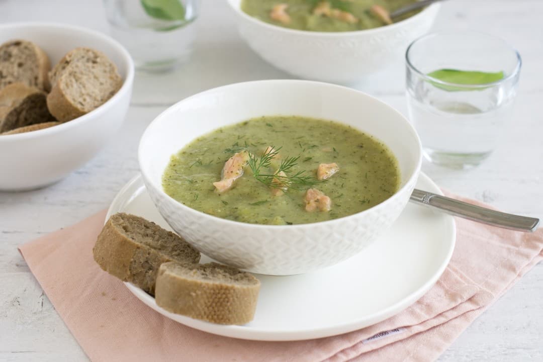 Courgettesoep met zalm