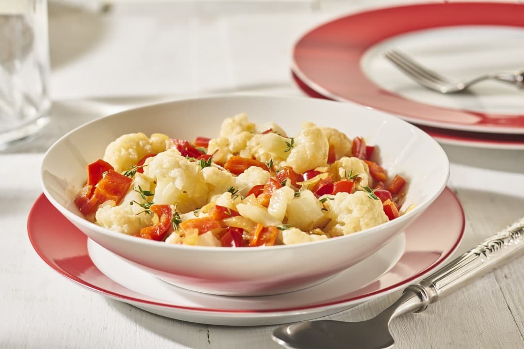 Bloemkool met ui en paprika