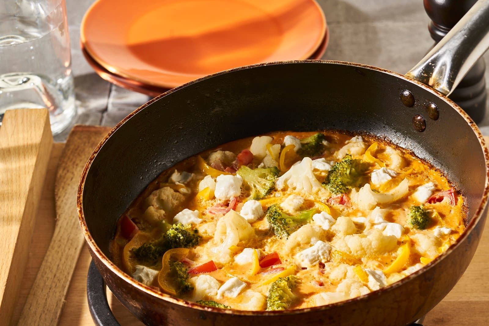 Omelet met broccoli en geitenkaas