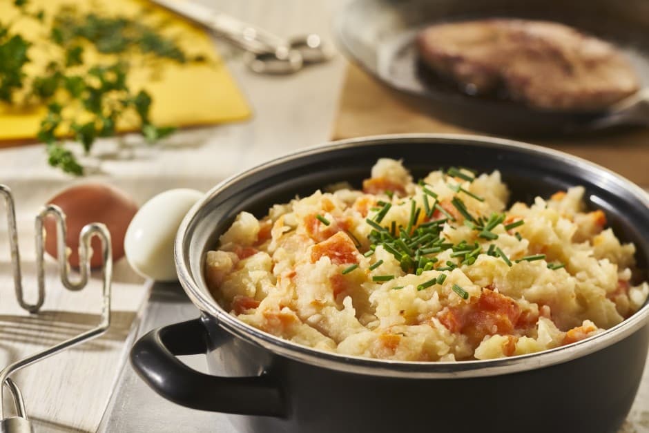 Stamppot met knolselderij en wortel