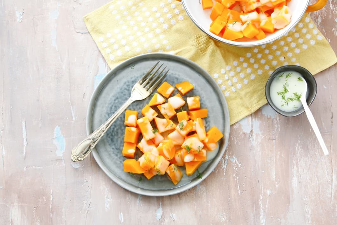 Pumpkin with dill sauce