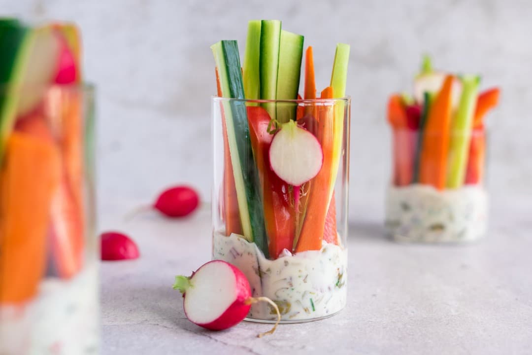 Snack vegetables with fresh ravigote sauce