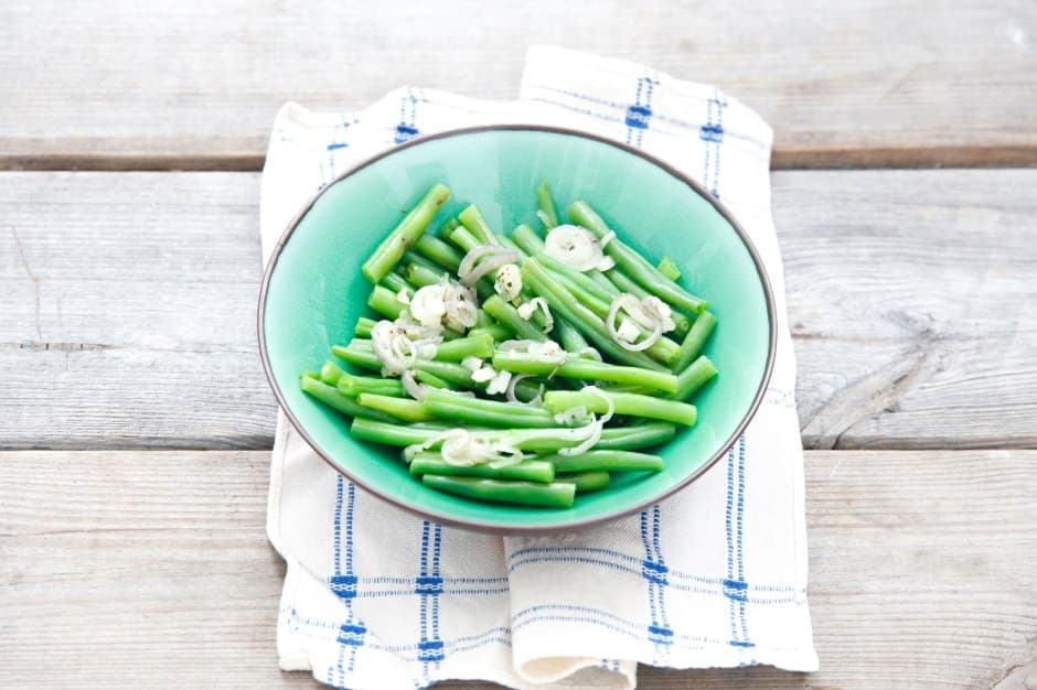 Sperziebonen met sjalottendressing