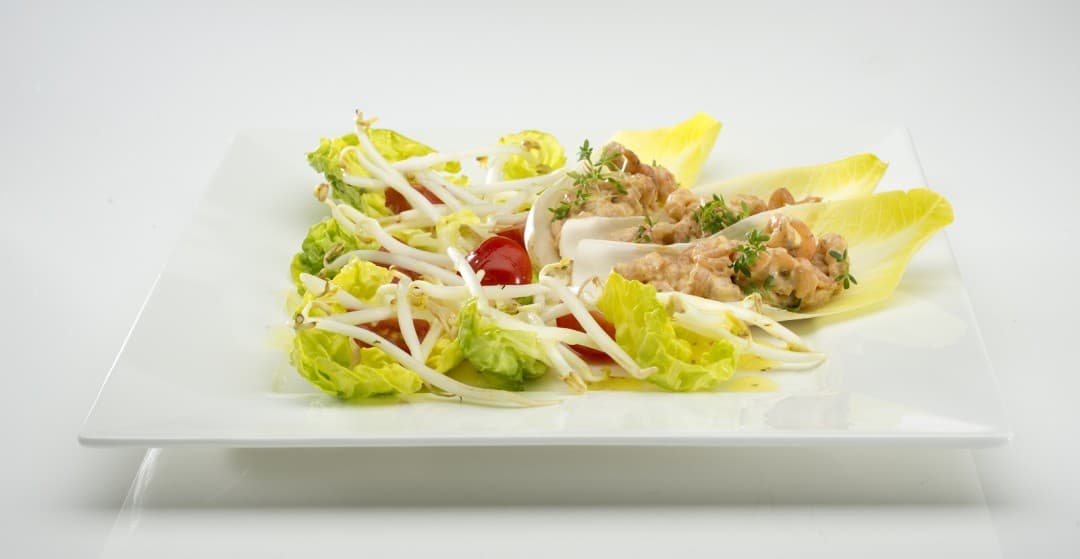 Taugésalade met witlof en Hollandse garnaaltjes