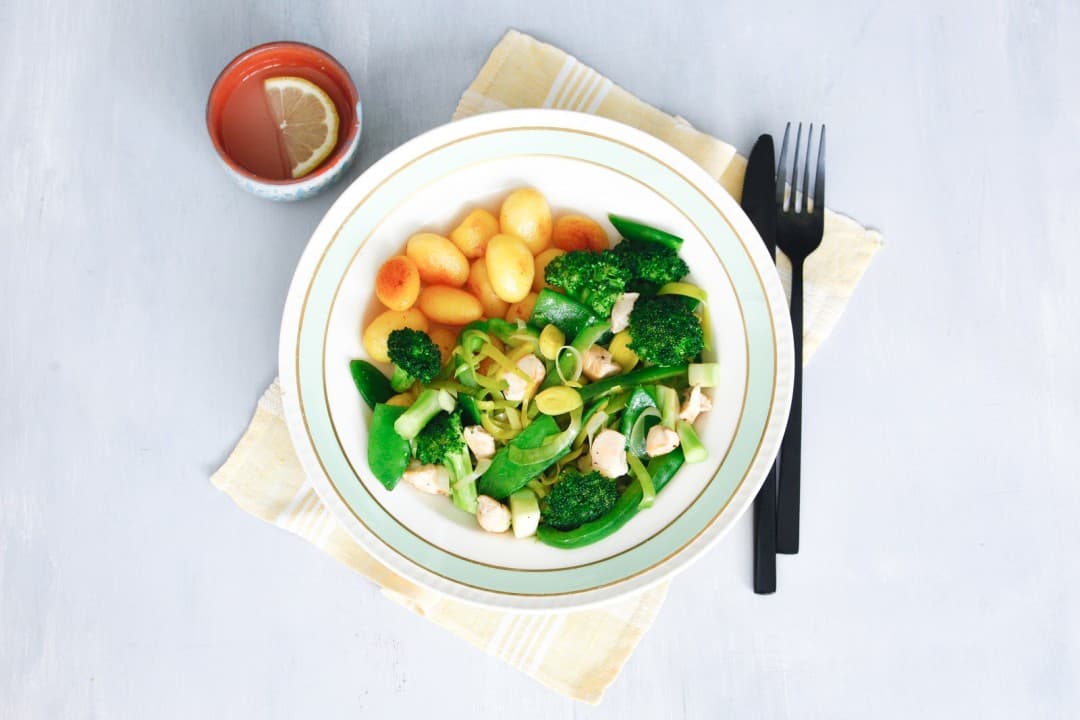 Kip met groene groente