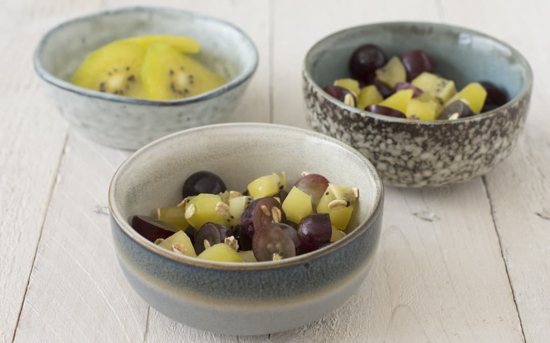 Toetje met kiwi en druiven