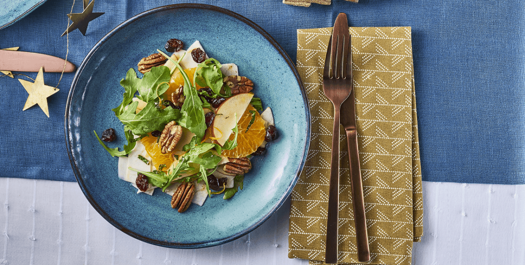 Salade met knolselderij pecannoten en mandarijn