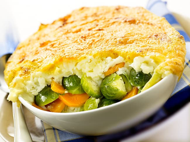 Ovenschotel met spruitjes en wortel