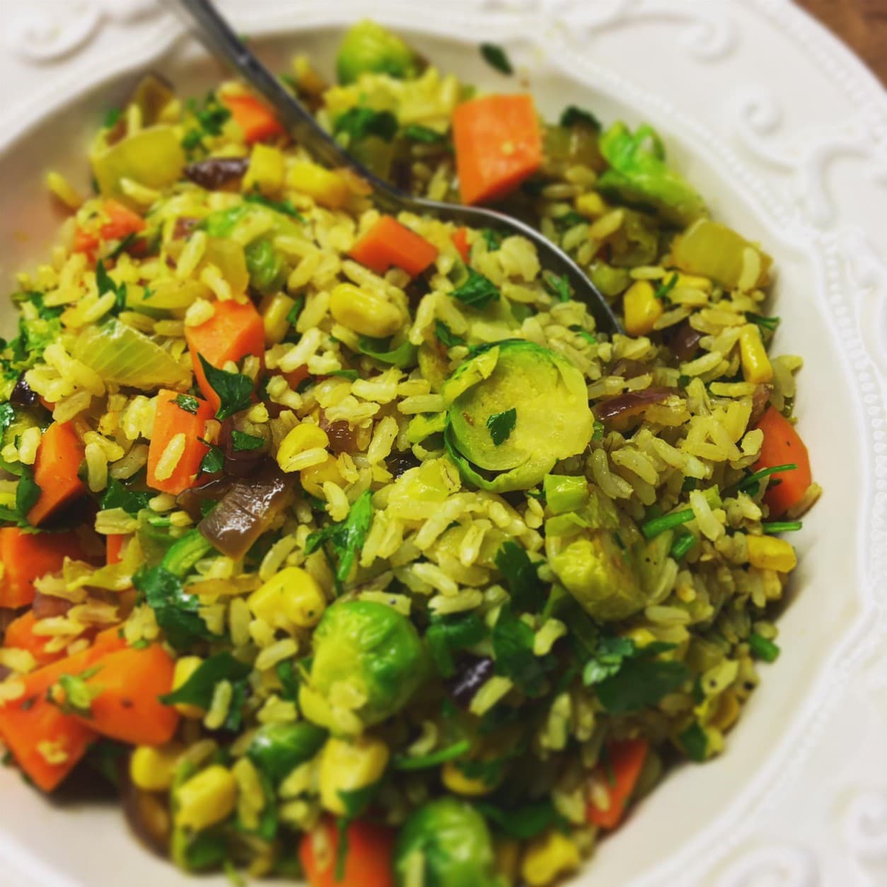 Vrolijke spruitjesrijst