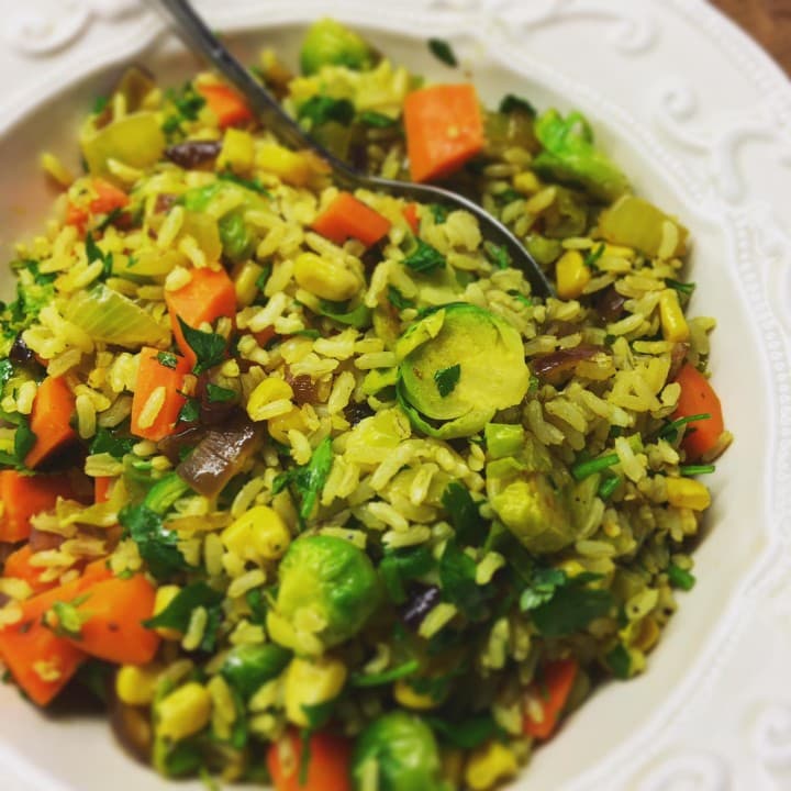 Vrolijke spruitjesrijst