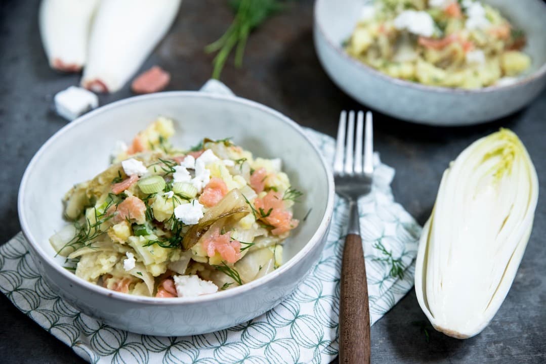 Summer chicory stew with salmon by Brenda Kookt!