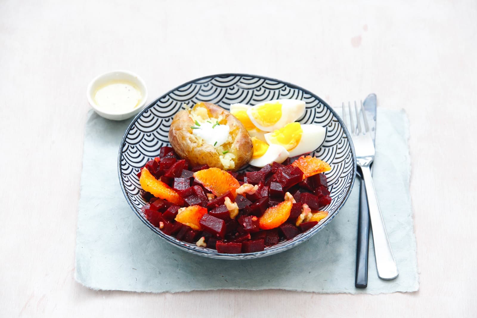 Bietjessalade met walnootdressing