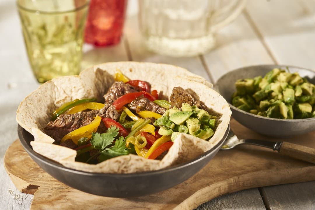 Mexican fajitas with peppers