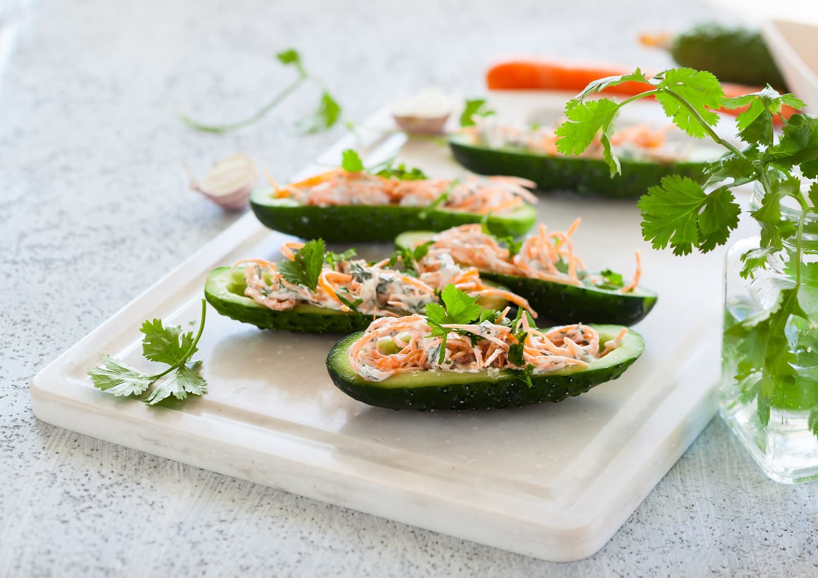 Stuffed cucumber snacks