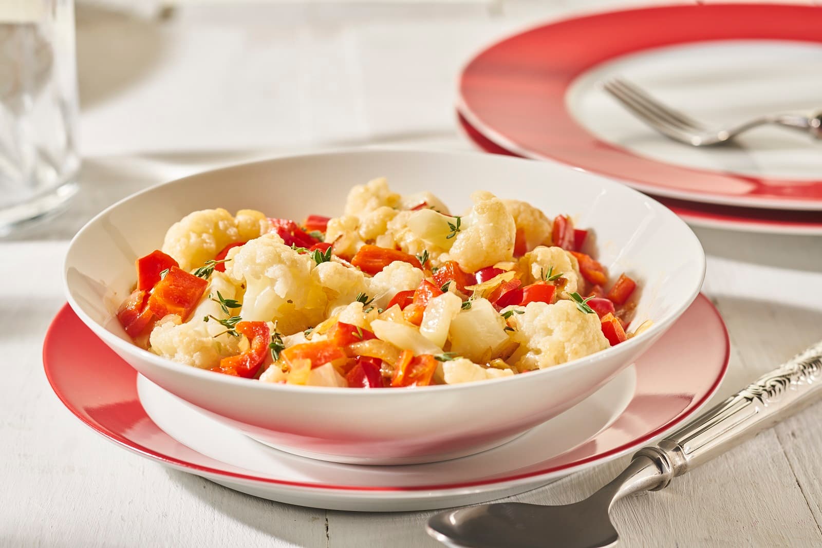 Cauliflower with onion and pepper
