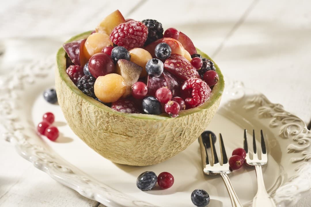 Melon stuffed with fruit salad