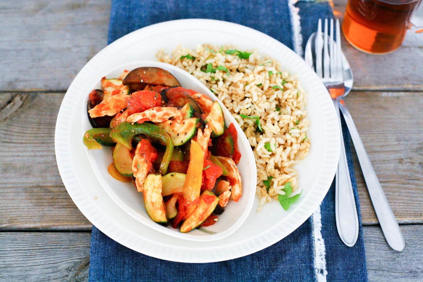 Ratatouille met kip en zilvervliesrijst
