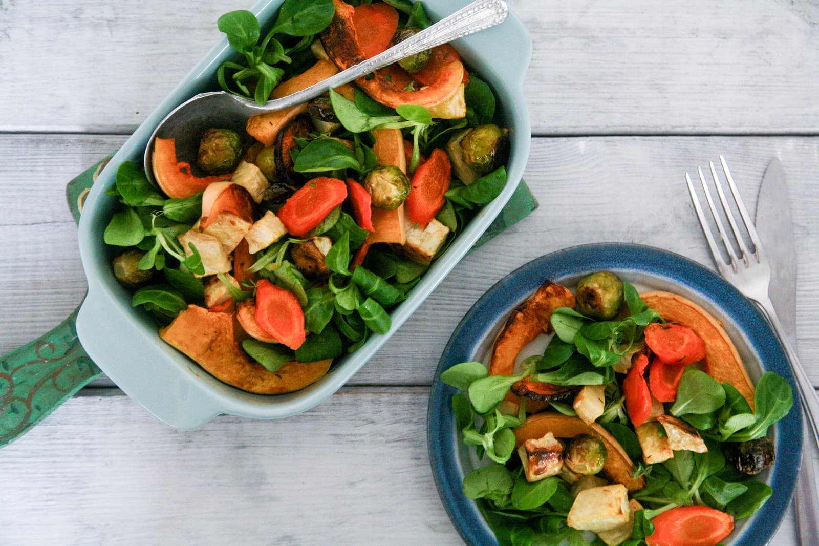 Salade van geroosterde wintergroenten