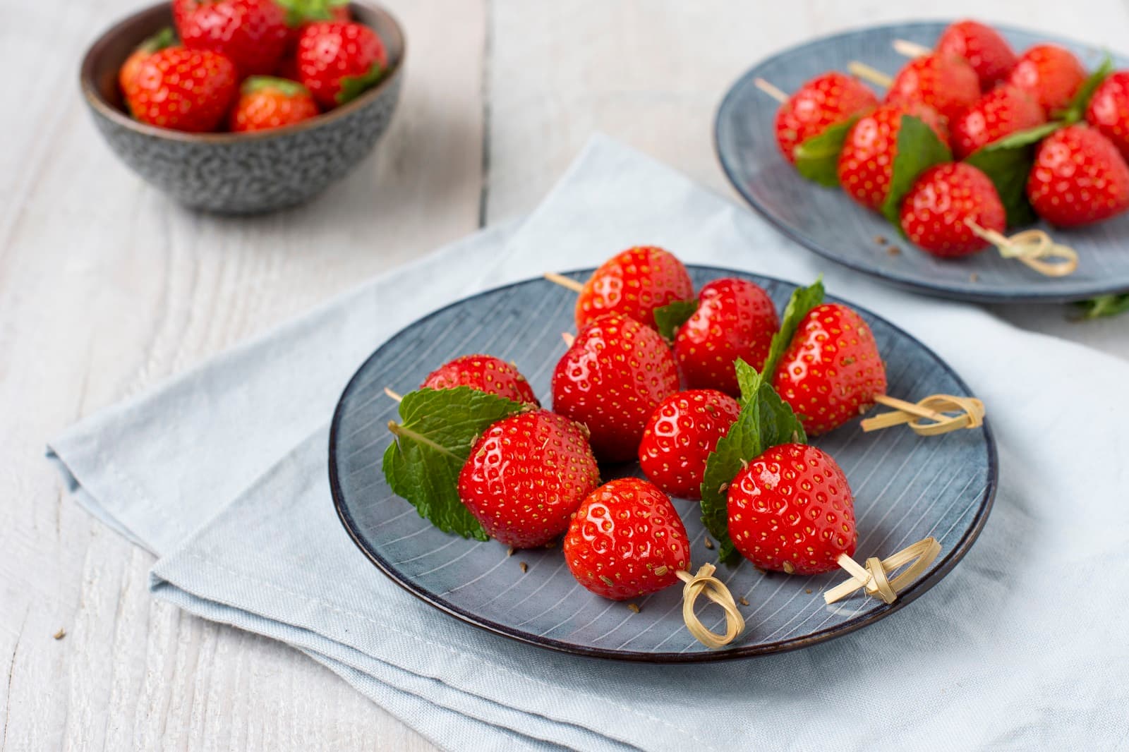Spieße mit Erdbeeren