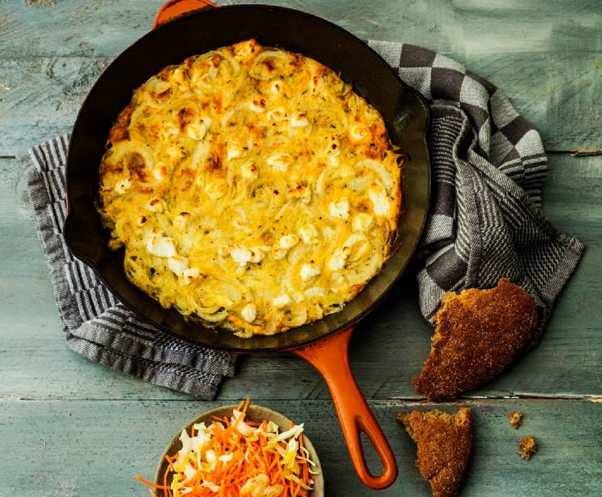 Frittata van zoete uien en rettich